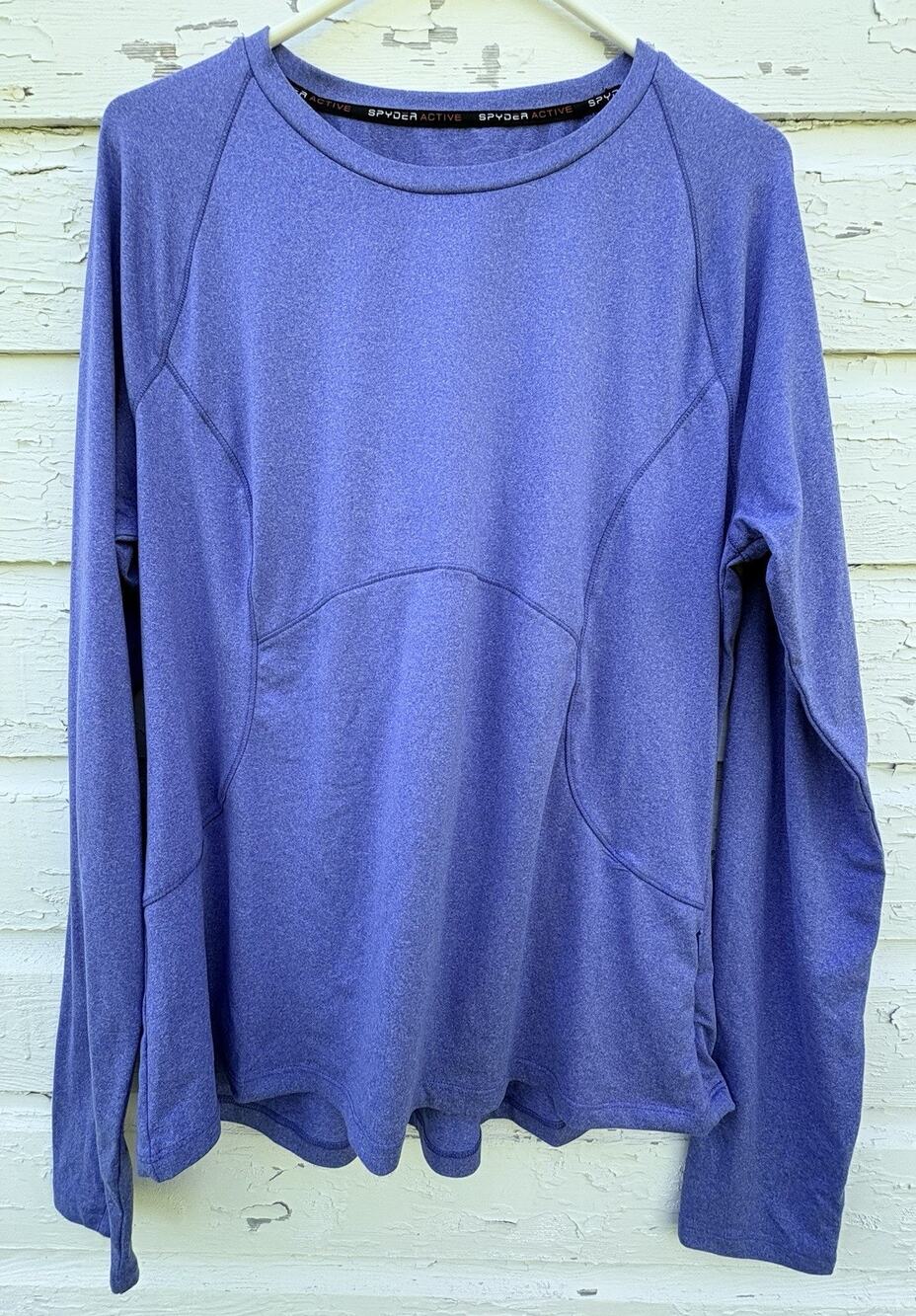 Spyder Active Shirt Top Womens XL Heather Blue Long Sleeved Thumb Hole Workout